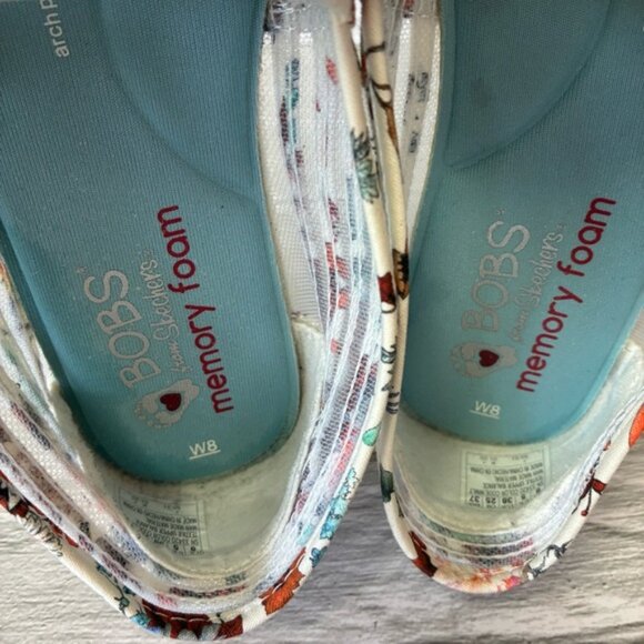 Skechers BOBS Women's Plush-Daisy Darling Sheer Panel Floral Slip Ballet Flat - Picture 8 of 15